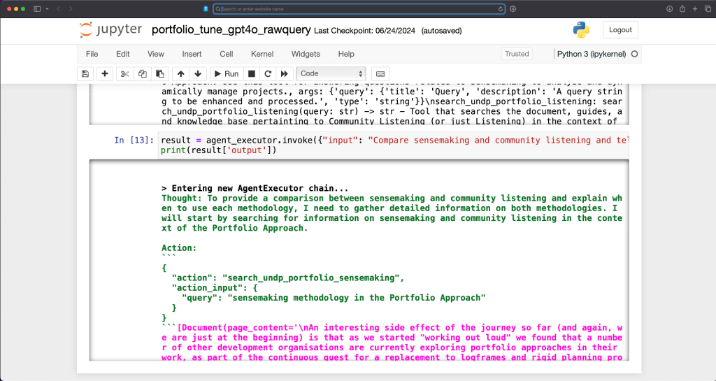 Example of Portfolio GPT usage (backend)